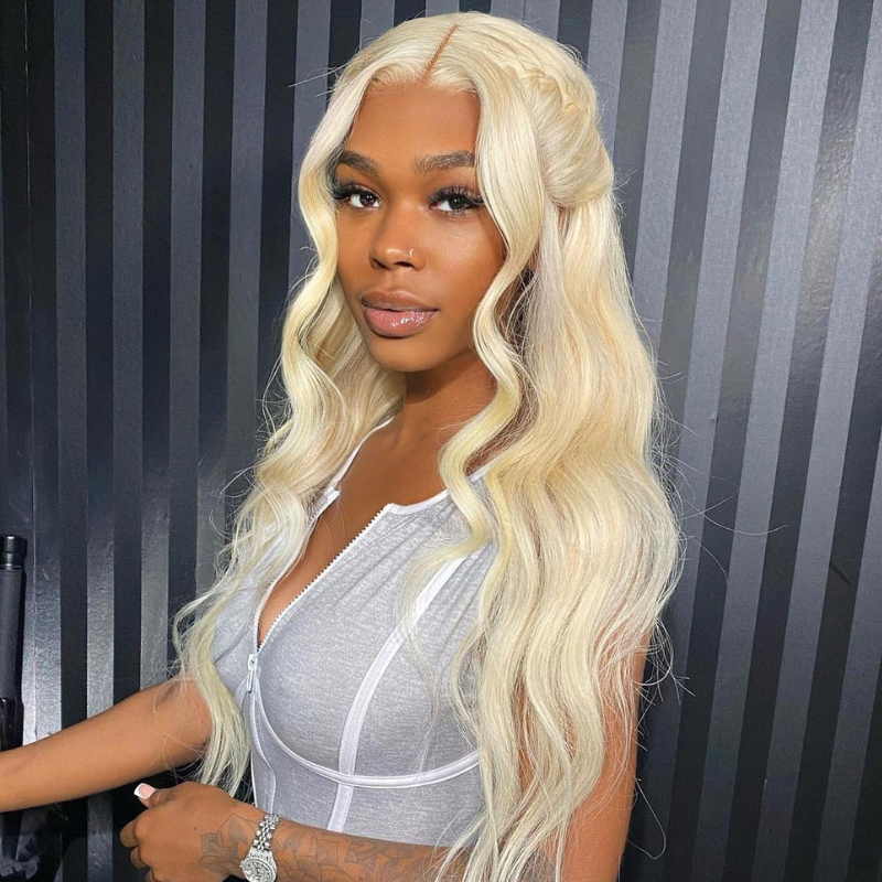 LIVIA Pre Bleached Knots 13x4 HD Full Lace Frontal 613 Blonde Body Wave Human Hair Wig