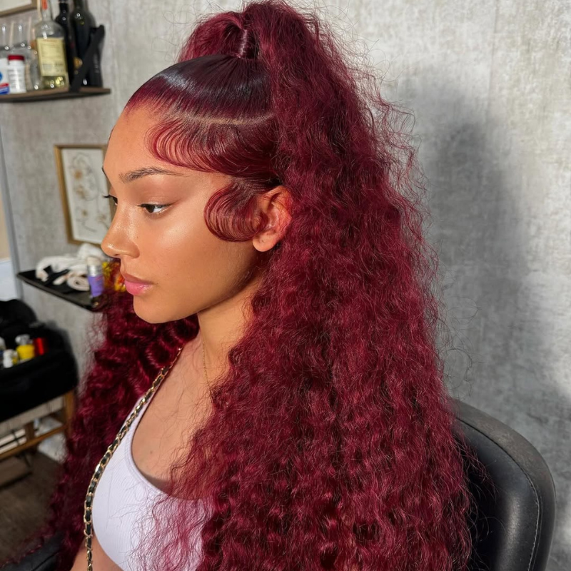 LIVIA Full Size? 13x6 HD Lace Frontal 99J Curly All Pre Styled Human Hair Wig