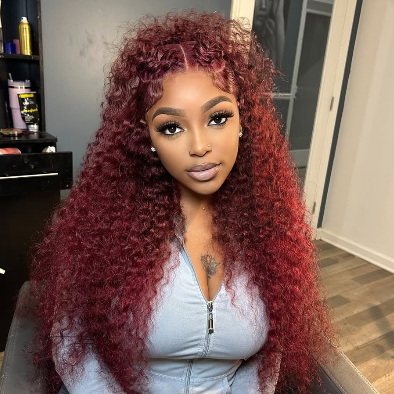 LIVIA Full Size? 13x6 HD Lace Frontal 99J Curly All Pre Styled Human Hair Wig