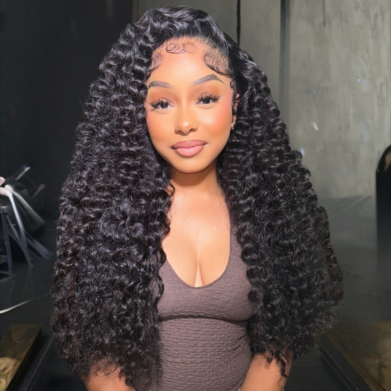 LIVIA 13x4 HD Lace Frontal Spiral Deep Wave Natural Black Human Hair Wig