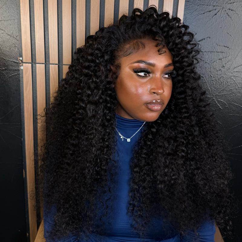 LIVIA 13x4 HD Lace Frontal Spiral Deep Wave Natural Black Human Hair Wig