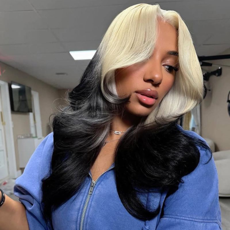 LIVIA Full Size? 13x6 HD Lace Frontal 613/1B Blonde Ombre Color Loose Body Wave Wig