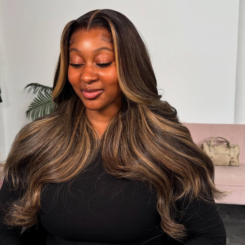 LIVIA Full Size? 5x5 HD Lace Frontal Balayage Highlight Loose Body Wave All Pre Styled Wig