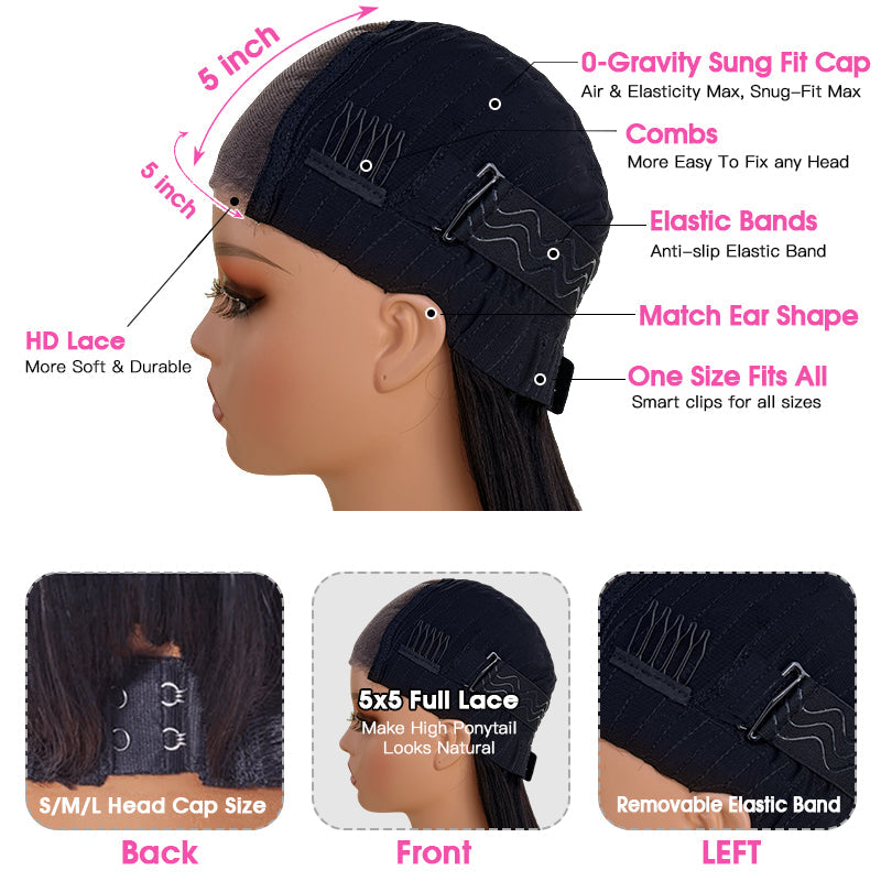 LIVIA Full Size? Glueless 5x5 HD Lace Spiral Deep Wave Wig Natural Black All Pre Styled Wig