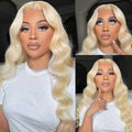 LIVIA Pre Bleached Knots 13x4 HD Full Lace Frontal 613 Blonde Body Wave Human Hair Wig