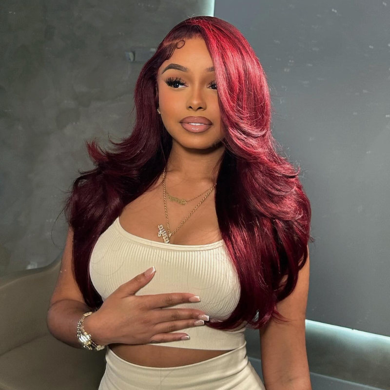 LIVIA Body Wave 99J Color 13x4 HD Lace Front Wig Human Hair Wig