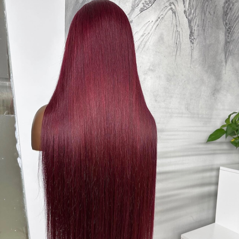 LIVIA 13x4 HD Lace Frontal 99J Pre Bleached Knots Straight Human Hair Wig