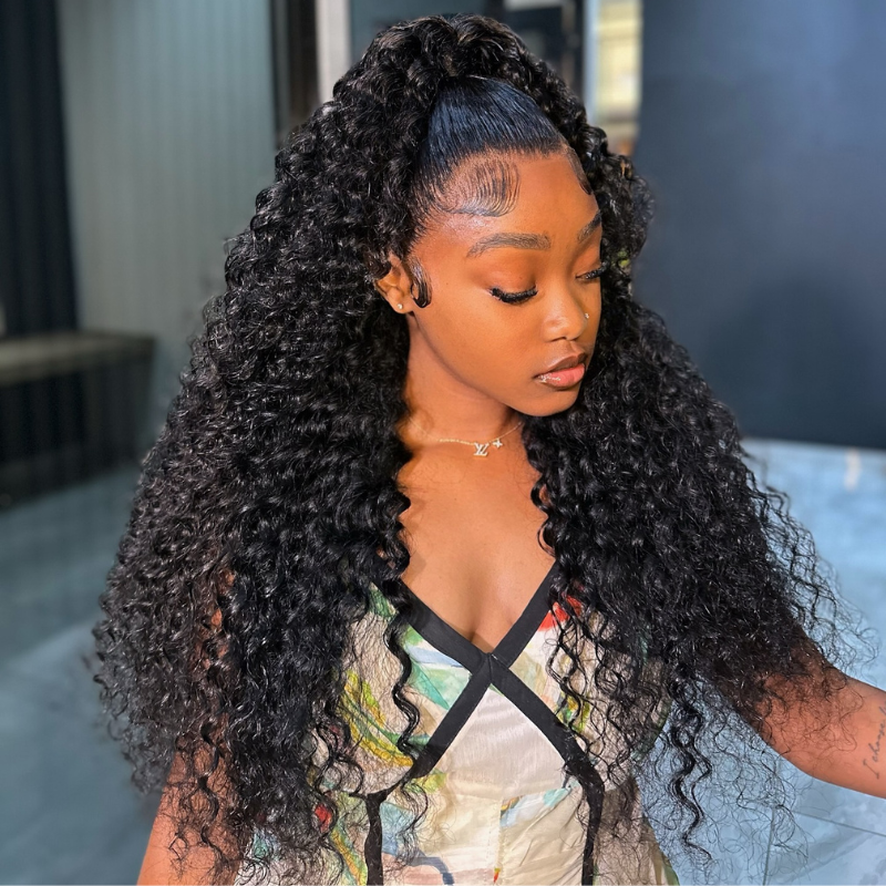 LIVIA 13x6 HD Lace Frontal Deep Wave Natural Black Human Hair Pre Bleached Knots Wig
