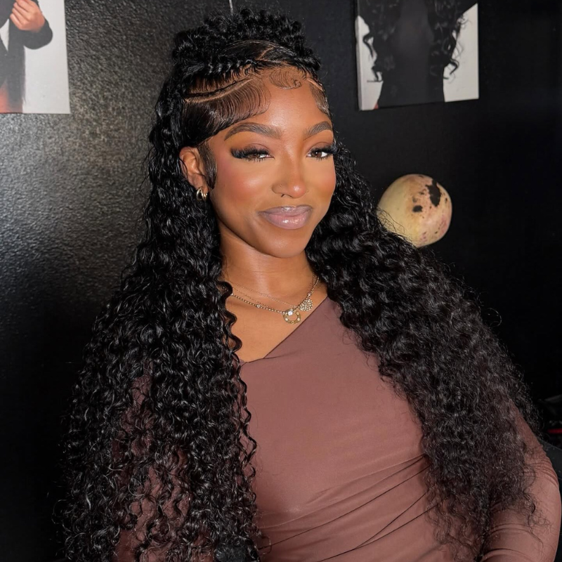 LIVIA 13x6 HD Lace Frontal Deep Wave Natural Black Human Hair Pre Bleached Knots Wig