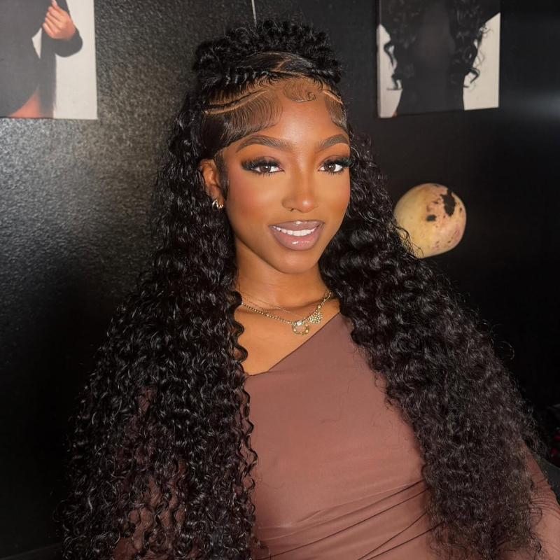 LIVIA 13x6 HD Lace Frontal Deep Wave Natural Black Human Hair Pre Bleached Knots Wig