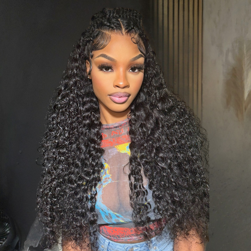 LIVIA 13x6 HD Lace Frontal Deep Wave Natural Black Human Hair Pre Bleached Knots Wig