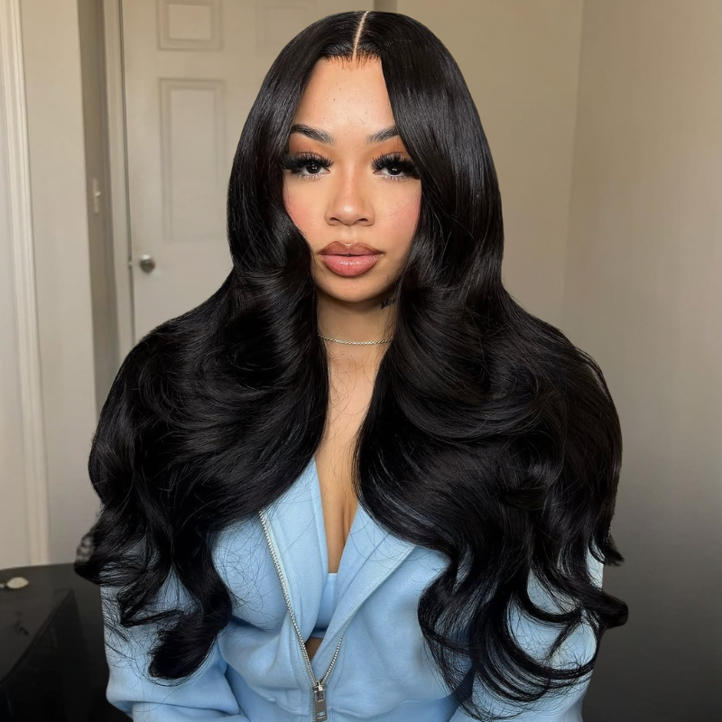 LIVIA 13x4 HD Lace Frontal Body Wave Natural Black Human Hair Pre Bleached Knots Wig