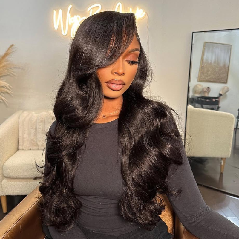 LIVIA 13x4 HD Lace Frontal Body Wave Natural Black Human Hair Pre Bleached Knots Wig