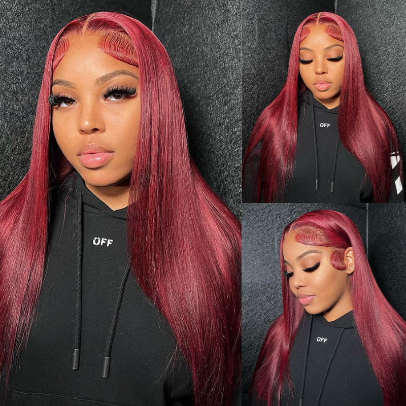 LIVIA 13x4 HD Lace Frontal 99J Pre Bleached Knots Straight Human Hair Wig