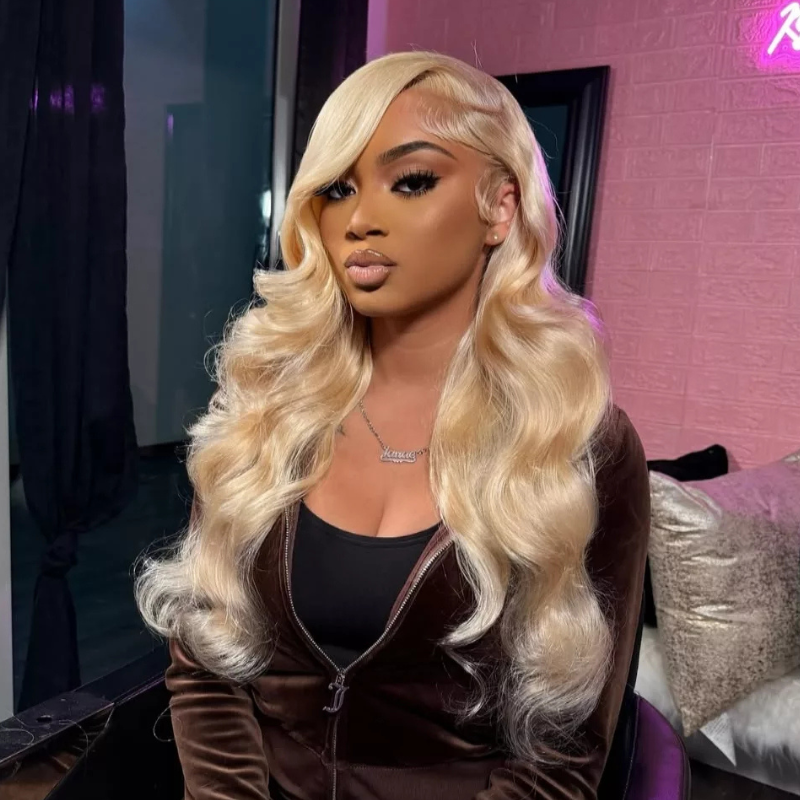 LIVIA Full Size? Body Wave 613 Blonde Color 13x6 HD Lace Frontal Human Hair Wig