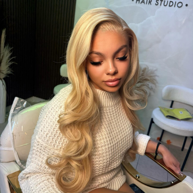 LIVIA Full Size? Body Wave 613 Blonde Color 13x6 HD Lace Frontal Human Hair Wig