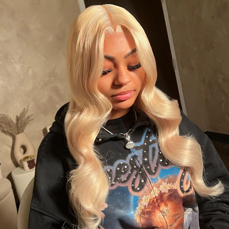 LIVIA Full Size? Body Wave 613 Blonde Color 13x6 HD Lace Frontal Human Hair Wig