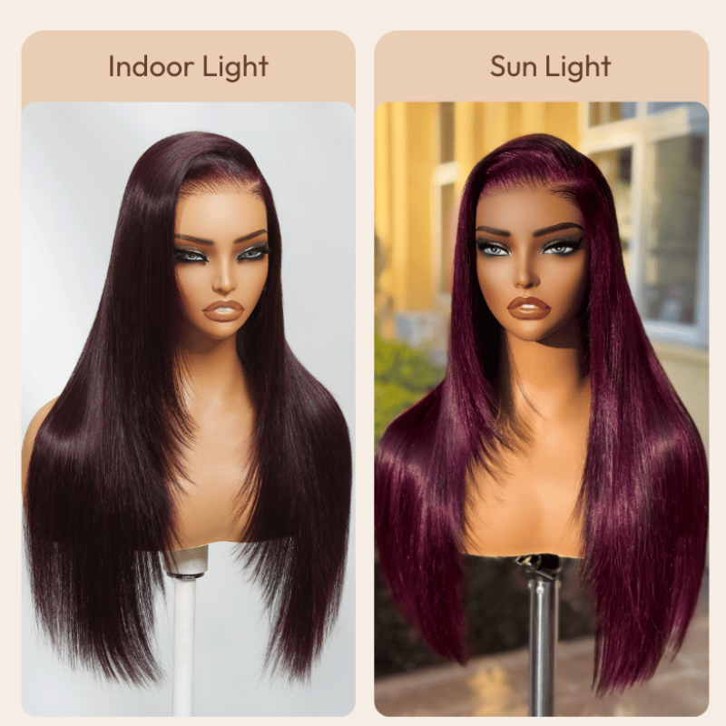 LIVIA Body Wave & Straight Burgundy 99J Color 13x6 HD Lace Frontal Human Hair Wig