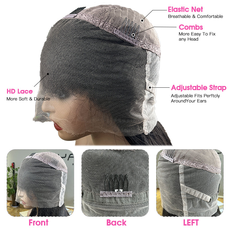 LIVIA Body Wave 360 HD Lace Frontal Wig Natural Black Human Hair  Pre Bleached Knots Wig