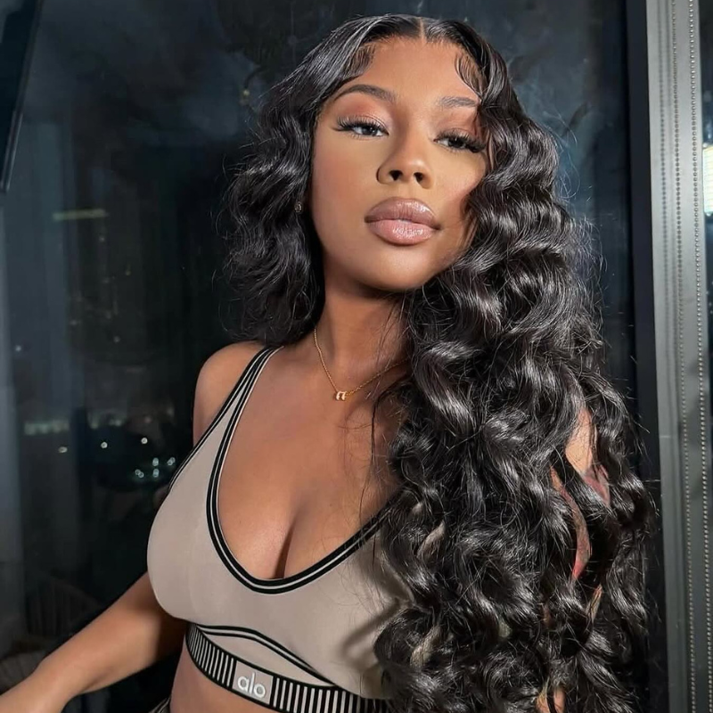 LIVIA 13x4 HD Lace Frontal Loose Deep Wave Wig Natural Black Human Hair Pre Bleached Knots Wig