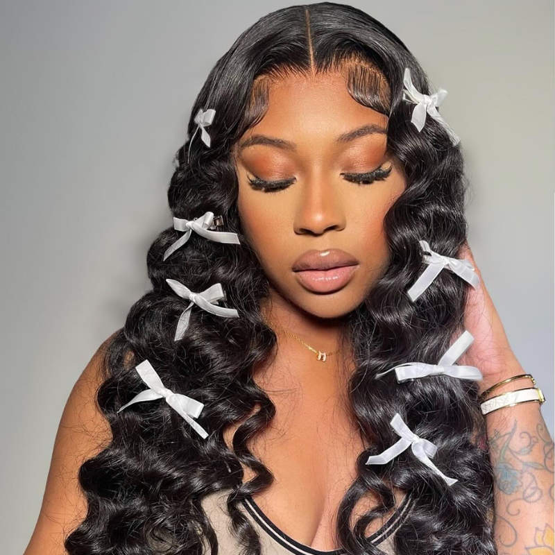 LIVIA 13x4 HD Lace Frontal Loose Deep Wave Wig Natural Black Human Hair Pre Bleached Knots Wig