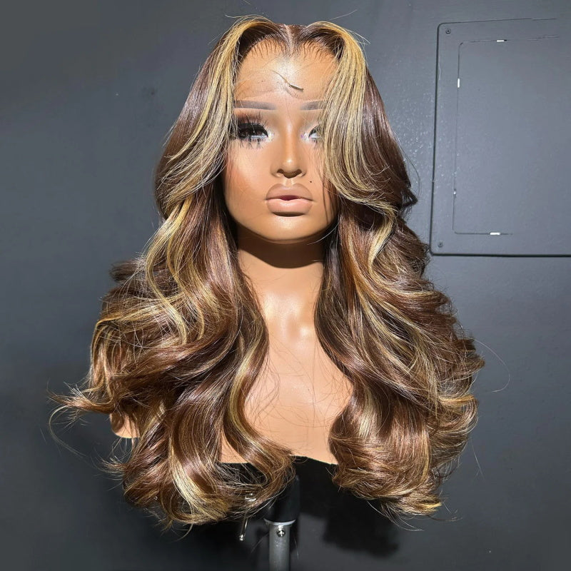 LIVIA Full Size? 13x6 HD Lace Frontal Hairstyles Two Balayage Highlight All Pre Styled Wig