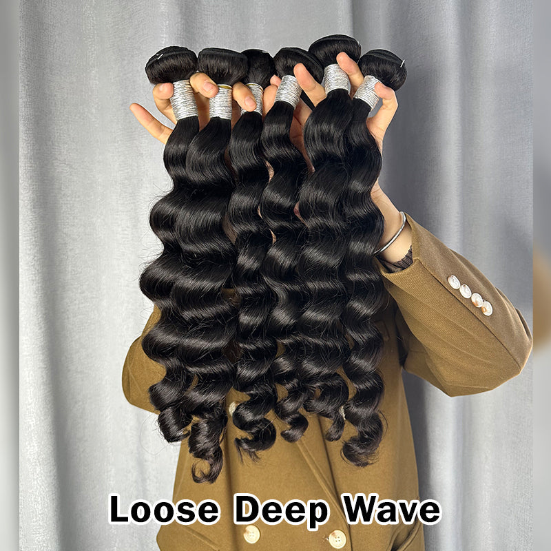 LIVIA 15 PCS 12-30 Inch All Textures Natural Black Human Virgin Hair Bundles Wholesale Package Deal