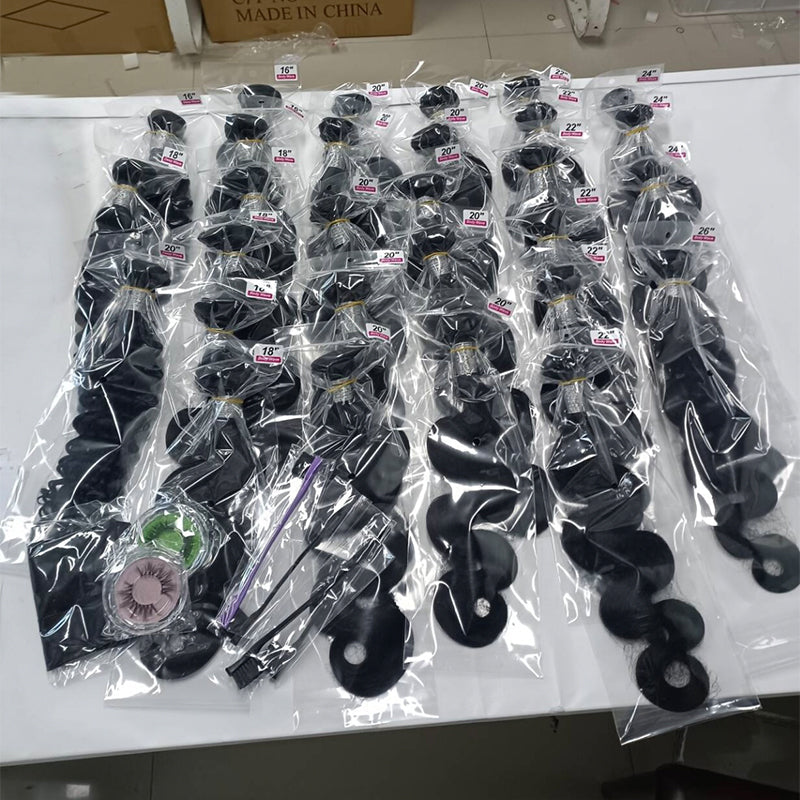 LIVIA 15 PCS 12-30 Inch All Textures Natural Black Human Virgin Hair Bundles Wholesale Package Deal