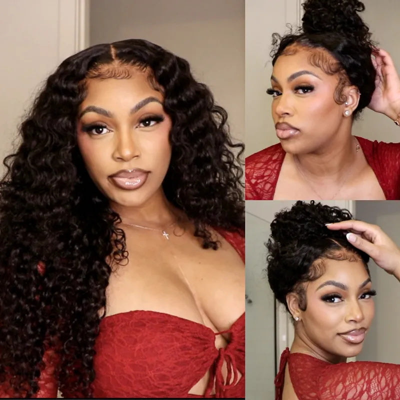 LIVIA 360 HD Lace Invisi Drawstring Wear Go Pre-Bleached Pre Cut Lace Glueless Deep Wave Wig