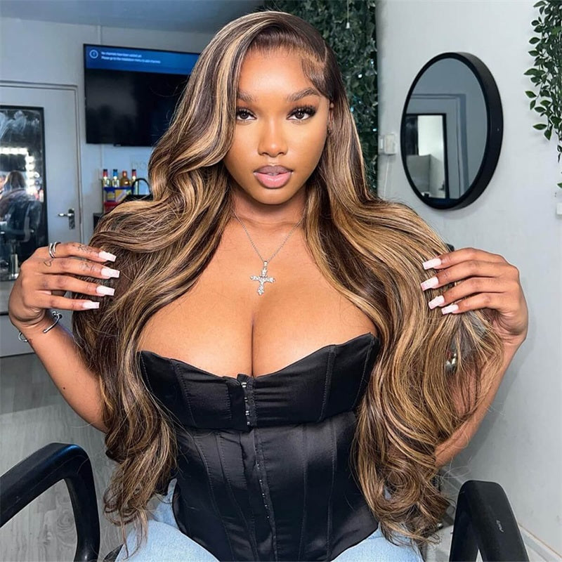 LIVIA Body Wave P4/27 Color 13x6 HD Lace Front Balayage Highlight Wigs