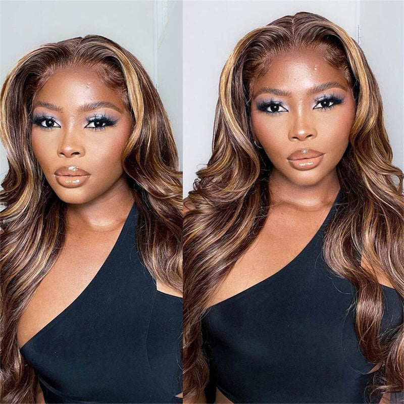 LIVIA Body Wave P4/27 Color 13x6 HD Lace Front Balayage Highlight Wigs
