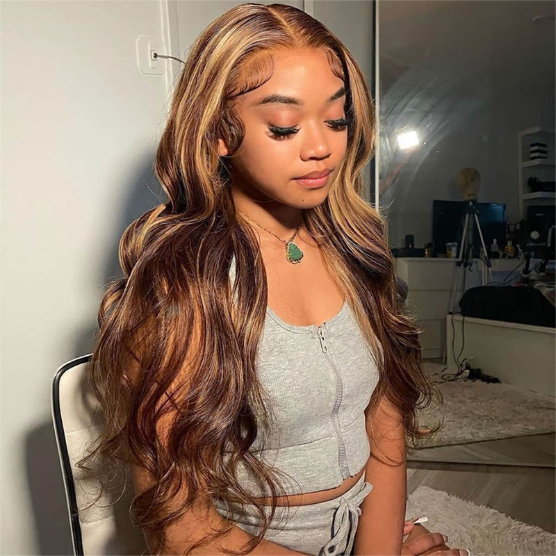 LIVIA Body Wave P4/27 Color 13x6 HD Lace Front Balayage Highlight Wigs