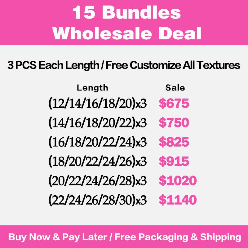 LIVIA 15 PCS 12-30 Inch All Textures Natural Black Human Virgin Hair Bundles Wholesale Package Deal