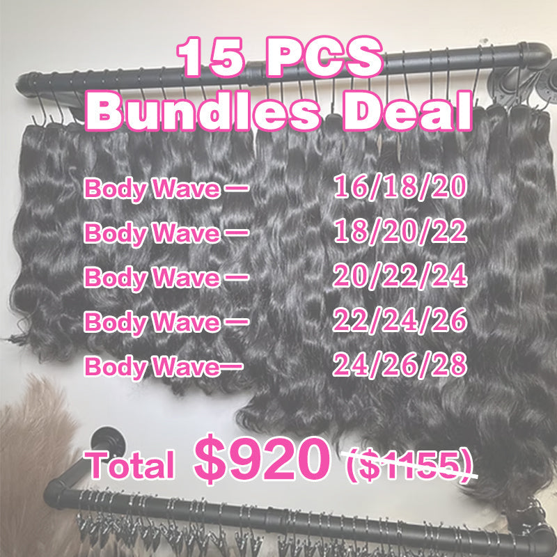 LIVIA 15 PCS Bundles Natural Black Body Wave Virgin Hair Wholesale Package Deal
