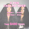 LIVIA 2 PCS 13x4 HD Lace Frontal Wig Natural Black All Pre Styled Wholesale Package Deal
