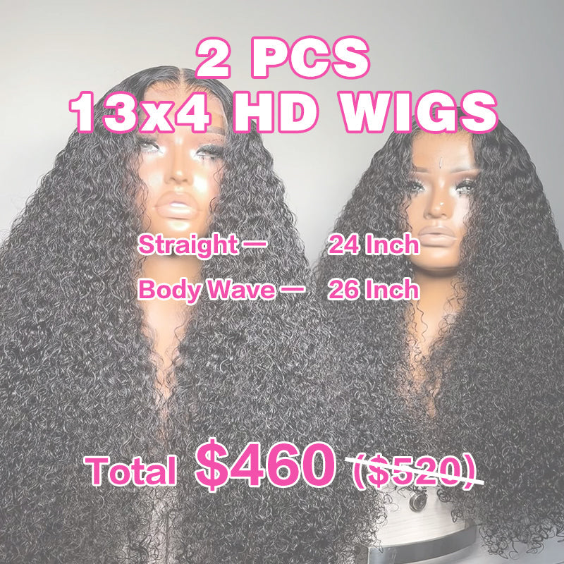 LIVIA 2 PCS 13x4 HD Lace Frontal Wig Natural Black All Pre Styled Wholesale Package Deal