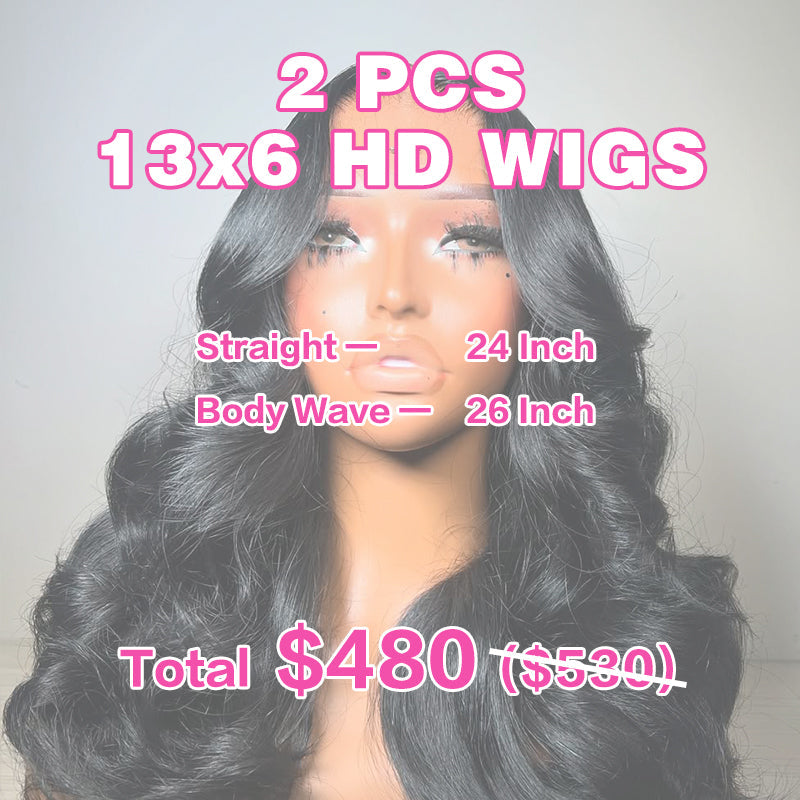 LIVIA 2 PCS 13x6 HD Lace Frontal Popular Textures All Pre Styled Natural Black Wig Wholesale Package Deal
