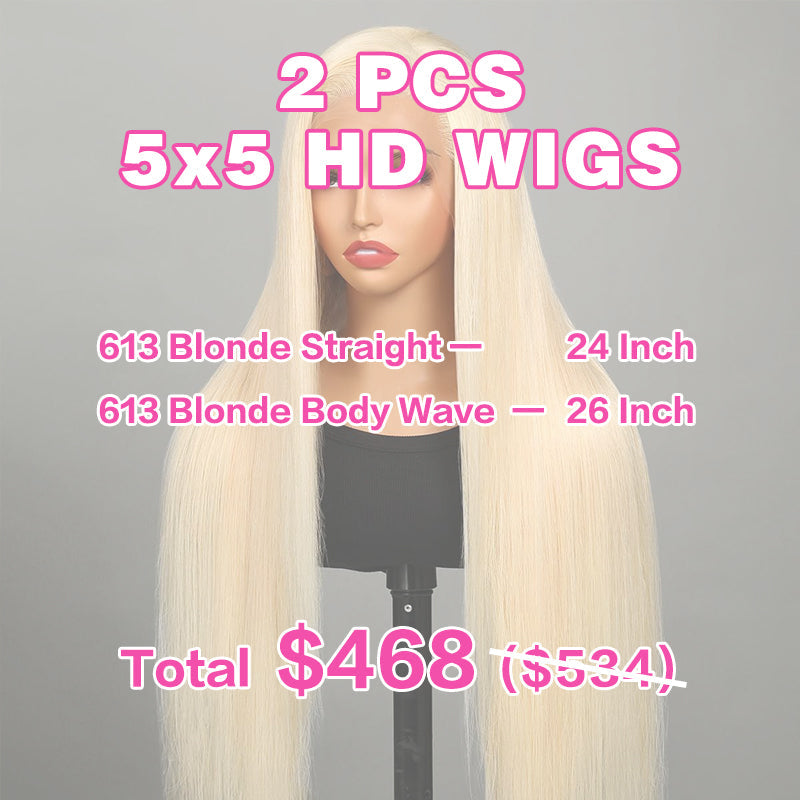 LIVIA 2 PCS 5x5 HD Lace Closure Straight Body Wave All Pre Styled Color Wig Wholesale Package Deal