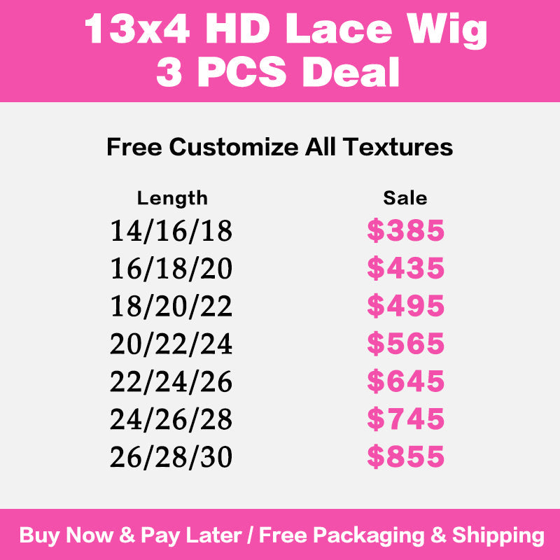 LIVIA 3 PCS 13x4 HD Lace Frontal All Pre Styled Natural Black Wig Wholesale Package Deal
