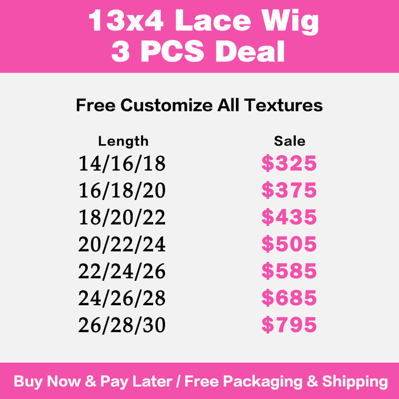 LIVIA 3 PCS 13x4 Transparent Lace Frontal All Pre Styled Natural Black Wig Wholesale Package Deal
