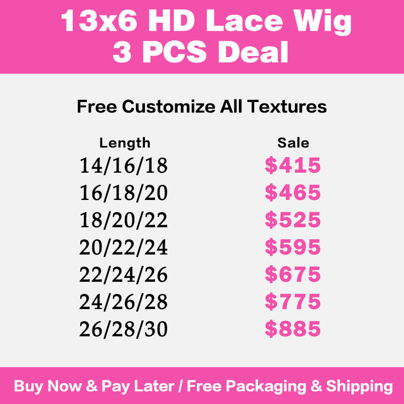 LIVIA 3 PCS 13x6 HD Lace Frontal All Pre Styled Natural Black Wig Wholesale Package Deal
