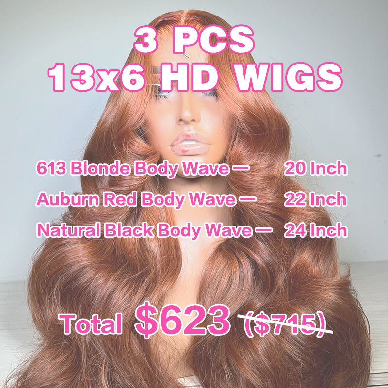 LIVIA 3 PCS 13x6 HD Lace Frontal  Body Wave All Pre Styled Color Wig Wholesale Package Deal