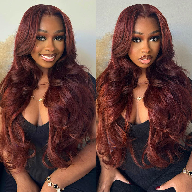 LIVIA Auburn Red Color 13x6 HD Lace Frontal Full Size? Loose Body Wave All Pre Styled Wig