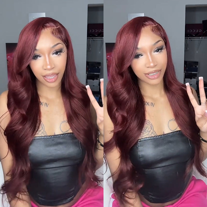 LIVIA Auburn Red Color 13x6 HD Lace Frontal Full Size? Loose Body Wave All Pre Styled Wig