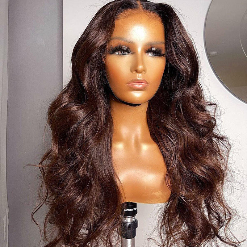 LIVIA Full Size? 13x6 HD Lace Frontal All Pre Styled Loose Body Wave Dark Chocolate Brown Wig
