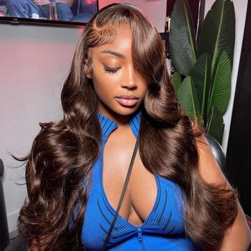 LIVIA Full Size? 13x6 HD Lace Frontal All Pre Styled Loose Body Wave Dark Chocolate Brown Wig