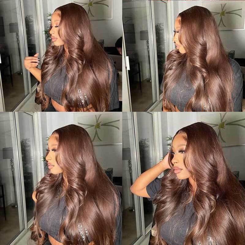 LIVIA Full Size? 13x6 HD Lace Frontal All Pre Styled Loose Body Wave Dark Chocolate Brown Wig