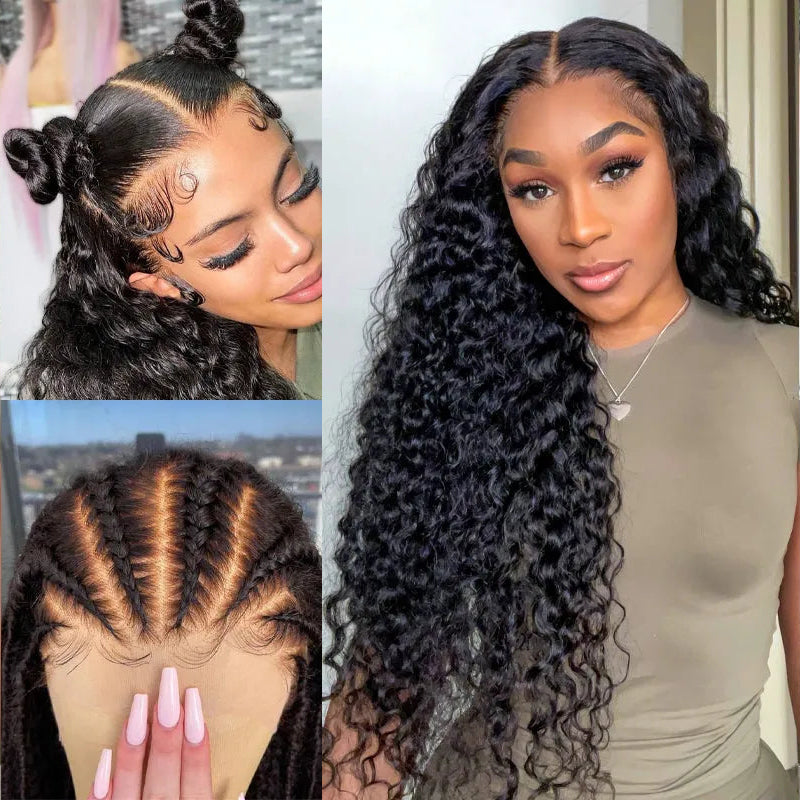 LIVIA 13x6 HD Lace Frontal Deep Wave Natural Black Human Hair Pre Bleached Knots Wig