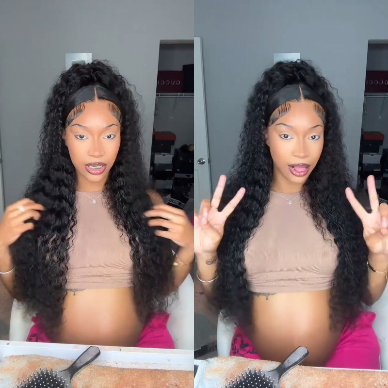LIVIA Full Size? 13x6 HD Lace Frontal Deep Wave Natural Black Human Hair All Pre Styled Wig