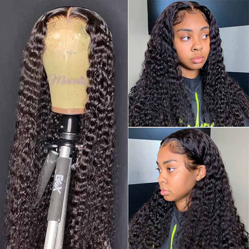 LIVIA 13x6 HD Lace Frontal Deep Wave Natural Black Human Hair Pre Bleached Knots Wig